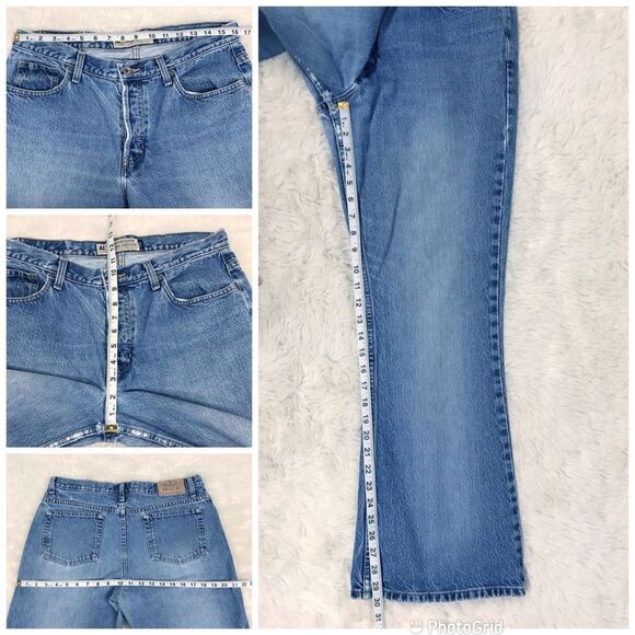 VINTAGE American Eagle Flare Leg Jeans Distressed Low Mid Rise 90s Y2K Size 12 - Picture 14 of 14